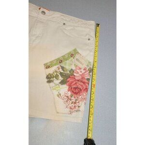 Boho White Cottage Core reworked upcycled  repurposed denim jean skirt 14 Xlg